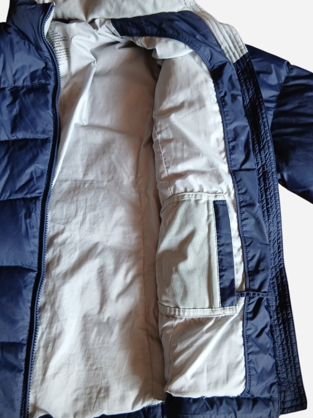 L.L. Bean Navy Quilted Puffer Jacket with Cream Lining